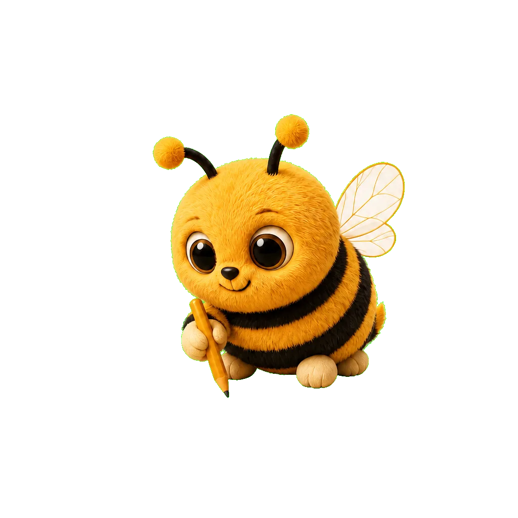 SpeechBee holding a pencil at the insertion caret