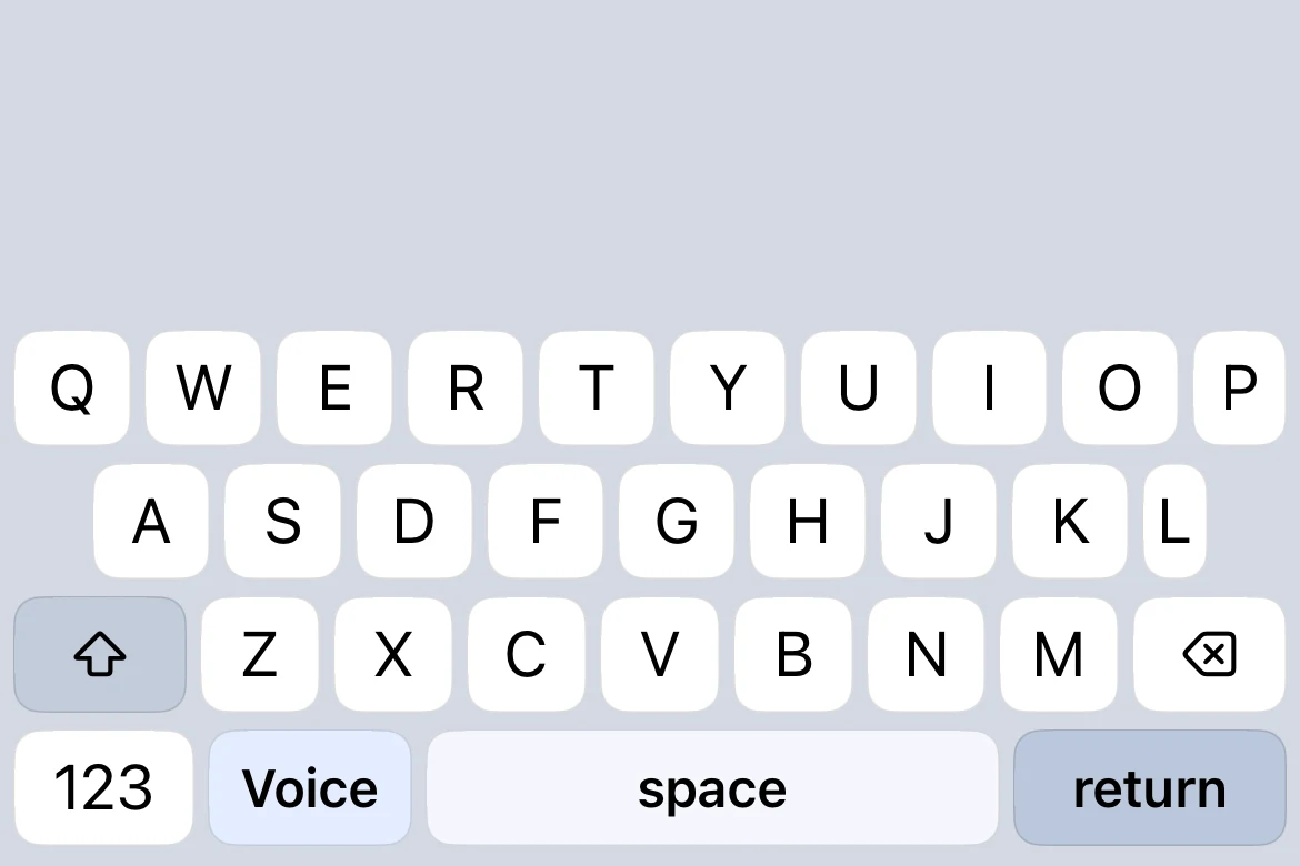 Authentic SpeechBee iPhone keyboard with a dedicated Voice key